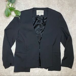 Rachel Roy Black Collarless Light Blazer Size 12